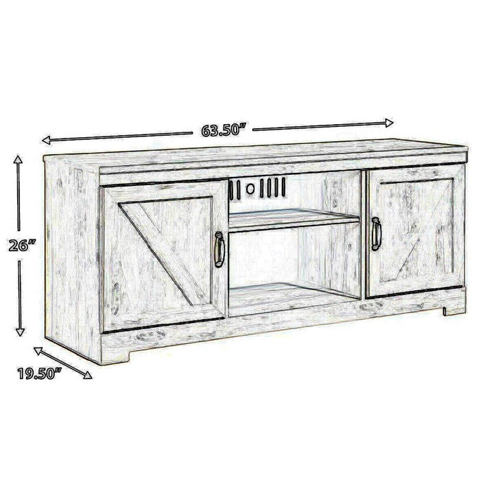 Spacious Wooden TV Stand with Two Side Cabinets and Fireplace Option, Large, White