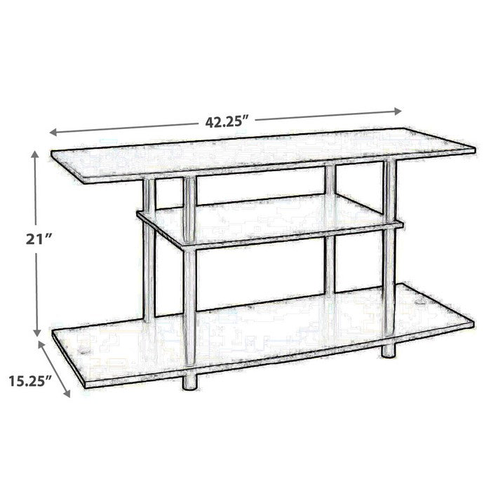 Wooden TV Stand With Tubular Plastic Legs and Two Shelves, Black