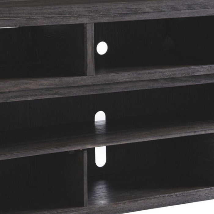 Wooden TV Stand with 1 Open Shelf and 6 Cubbies, Large, Gray and Silver