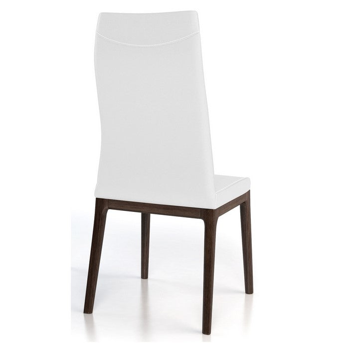 Leather Upholstered Wooden Chairs with Ergonomically Designed Back, White, Set of Two