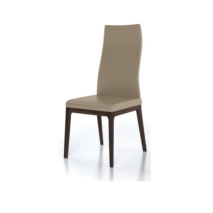 Leather Upholstered Wooden Chairs with Ergonomically Designed Back, Brown, Set of Two