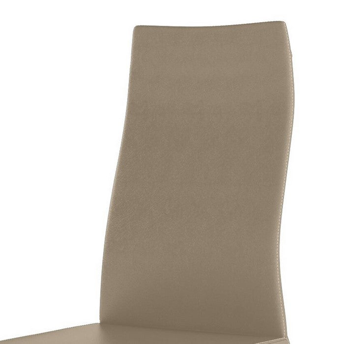 Leather Upholstered Wooden Chairs with Ergonomically Designed Back, Brown, Set of Two