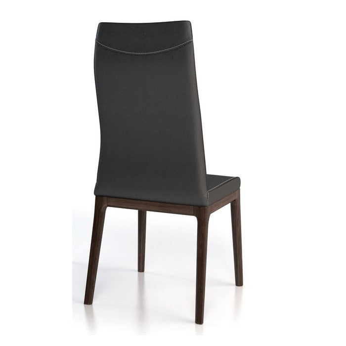 Leather Upholstered Wooden Chairs with Ergonomically Designed Back, Gray, Set of Two