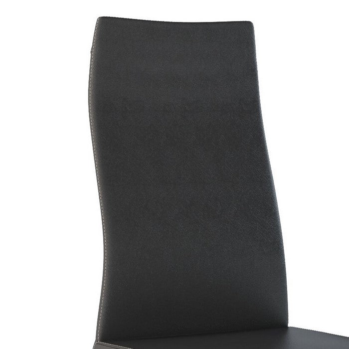 Leather Upholstered Wooden Chairs with Ergonomically Designed Back, Gray, Set of Two