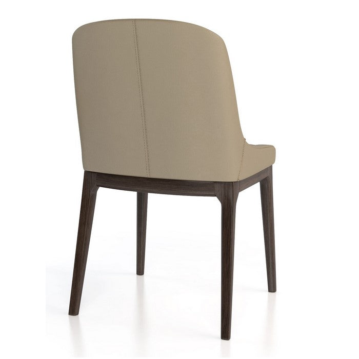 Leather Upholstered Wooden Chairs with Curved Back Design, Brown, Set of Two