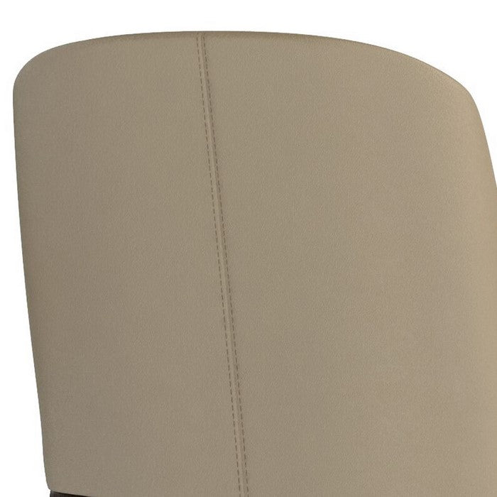 Leather Upholstered Wooden Chairs with Curved Back Design, Brown, Set of Two