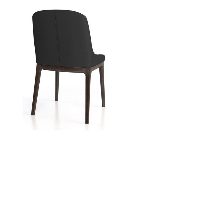 Leather Upholstered Wooden Chairs with Curved Back Design, Black and Brown, Set of Two