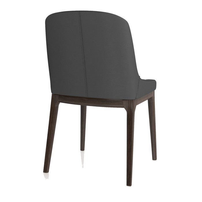Leather Upholstered Wooden Chairs with Curved Back Design, Gray and Brown, Set of Two