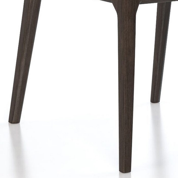 Leather Upholstered Wooden Arm Chair with Curved Back and Swoop Armrests, White and Brown