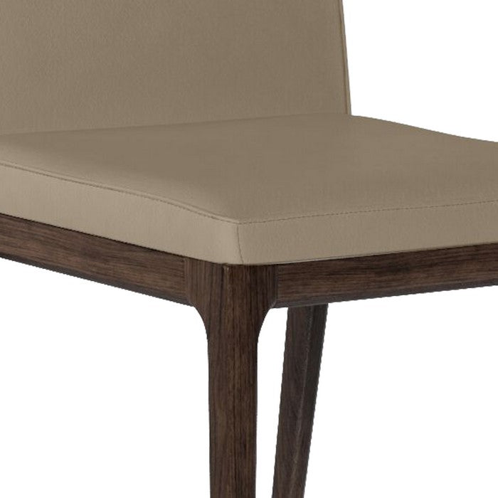 Leather Upholstered Wooden Chairs with Sloped Backrest, Brown, Set of Two