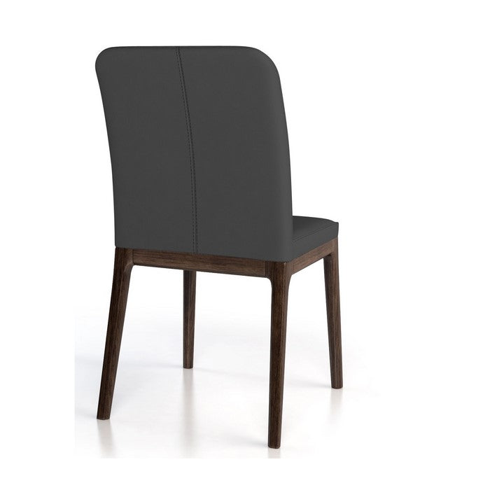 Leather Upholstered Wooden Chairs with Sloped Backrest, Gray and Brown, Set of Two