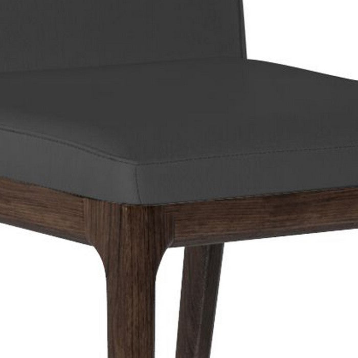 Leather Upholstered Wooden Chairs with Sloped Backrest, Gray and Brown, Set of Two