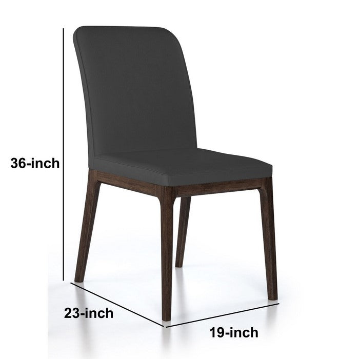 Leather Upholstered Wooden Chairs with Sloped Backrest, Gray and Brown, Set of Two