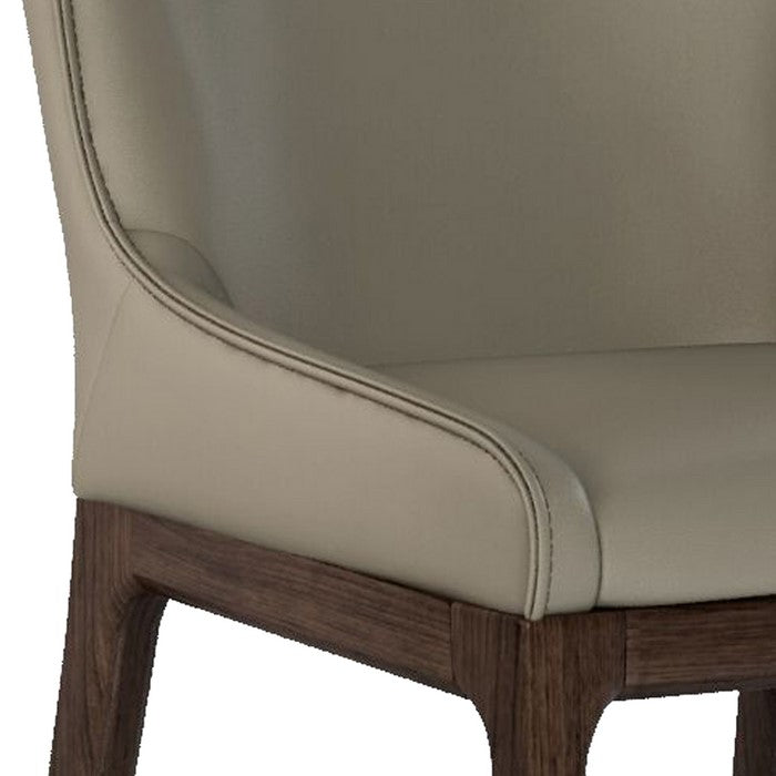 Contemporary Leather Upholstered Wooden Chairs with Designer Backrest, Gray, Set of Two