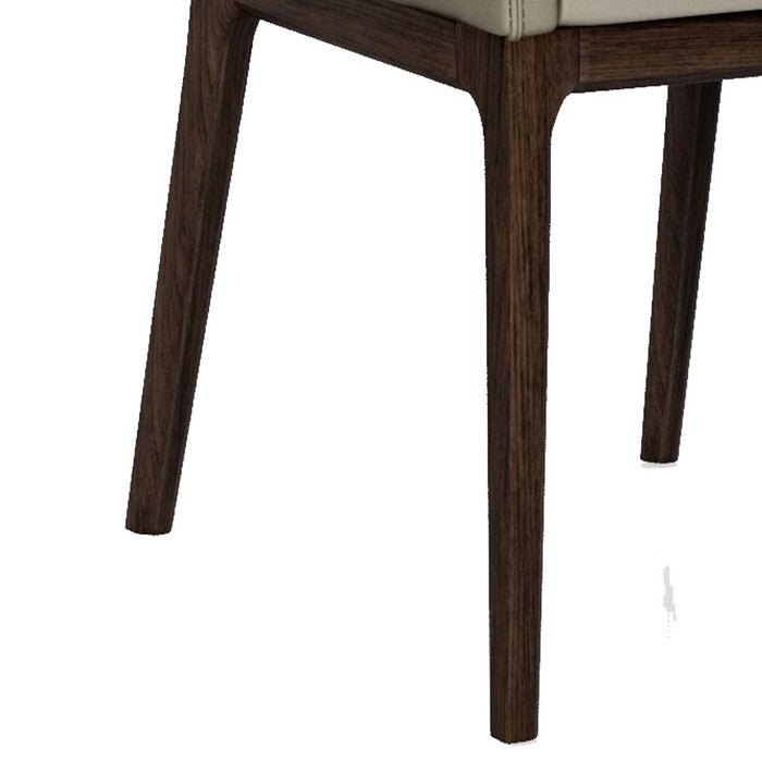 Leather Upholstered Wooden Arm Chair with Tapered Feet, Gray and Brown