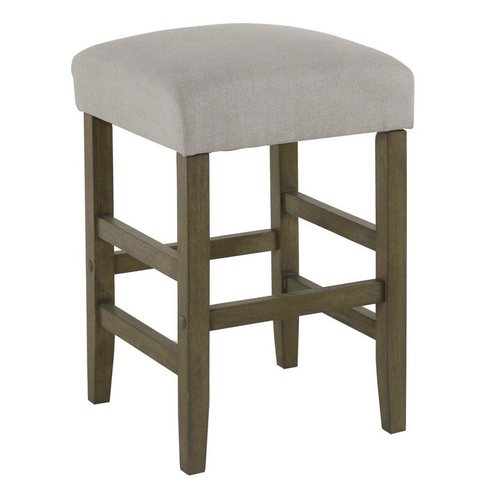 Square Wooden Counter Stool with Woven Fabric Upholstered Cushion Seat, Gray
