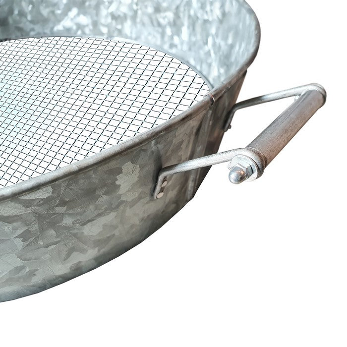 Round Galvanized Steel Compost Sifter with Wire Mesh Design Base, Antique Silver