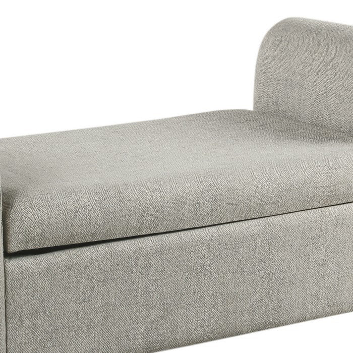 Textured Fabric Upholstered Wooden Kids Bench Settee with Hinged Storage, Gray and White