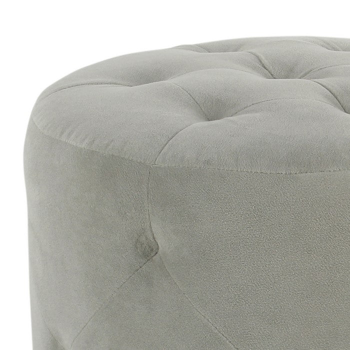 Velvet Upholstered Wooden Kids Ottoman With Tufted Details, Gray