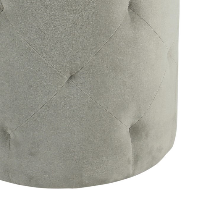 Velvet Upholstered Wooden Kids Ottoman With Tufted Details, Gray