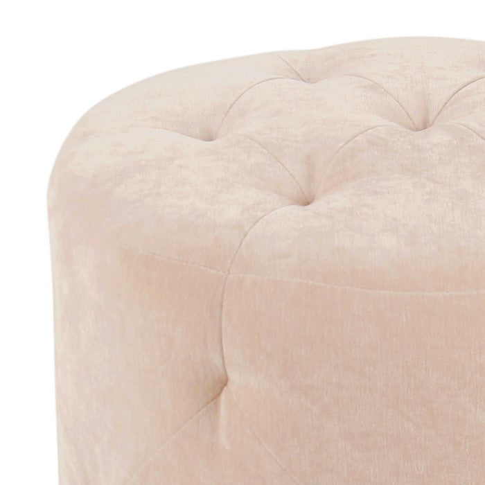 Velvet Upholstered Wooden Kids Ottoman With Tufted Details, Pink