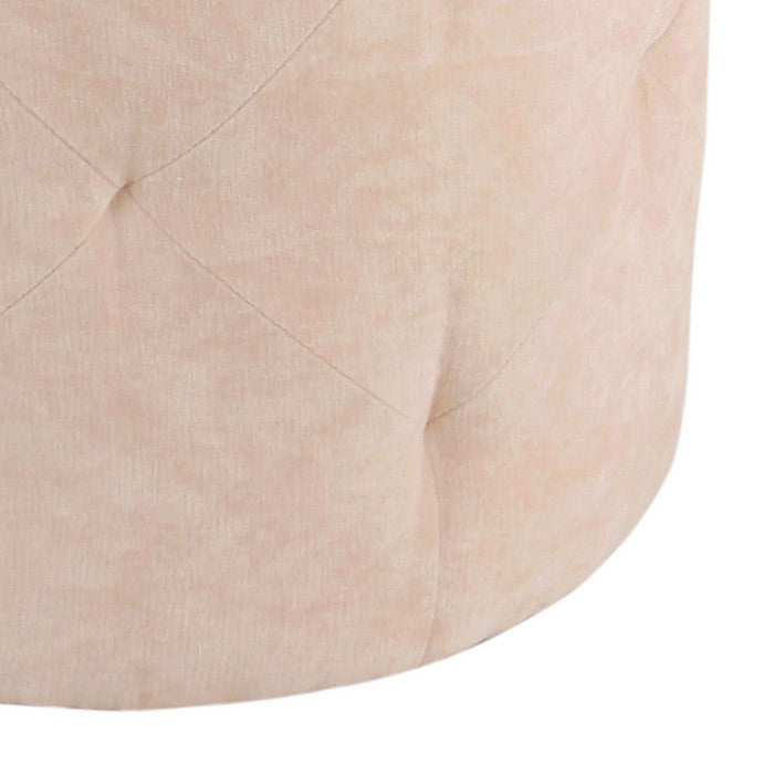 Velvet Upholstered Wooden Kids Ottoman With Tufted Details, Pink
