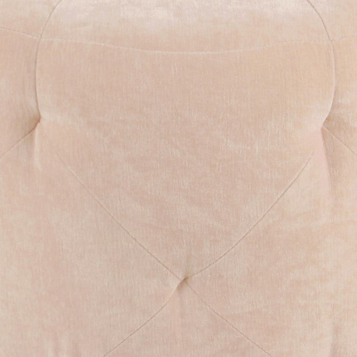 Velvet Upholstered Wooden Kids Ottoman With Tufted Details, Pink