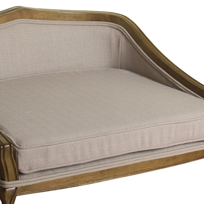 Fabric Upholstered Pet Bed With Arched Wood Frame And Queen Anne Style Legs, Purple and Brown