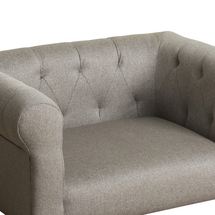 Fabric Upholstered Wooden Pet Sofa With Tufted Back and Arms, Gray