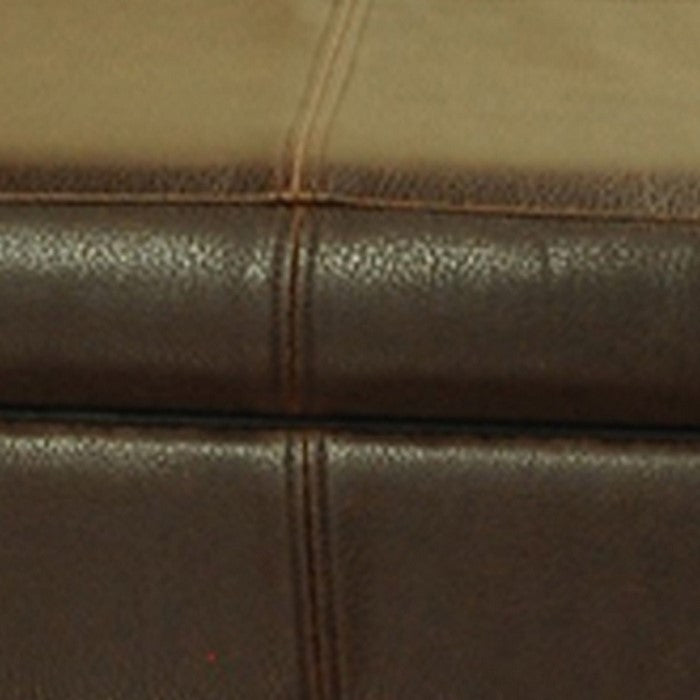 Leatherette Upholstered Storage Bench With Tapered Wooden Legs, Brown