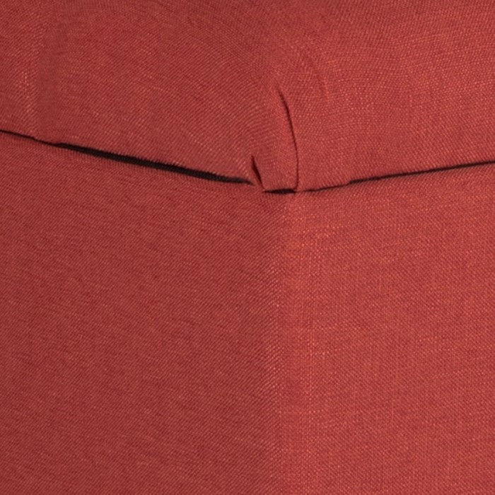 Fabric Upholstered Button Tufted Wooden Bench With Hinged Storage, Red and Brown