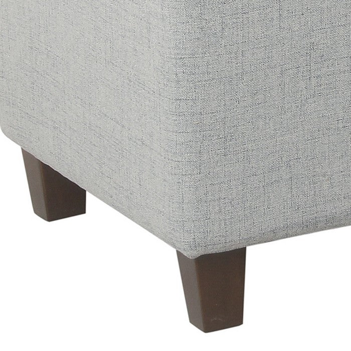 Fabric Upholstered Button Tufted Wooden Bench With Hinged Storage, Light Gray and Brown