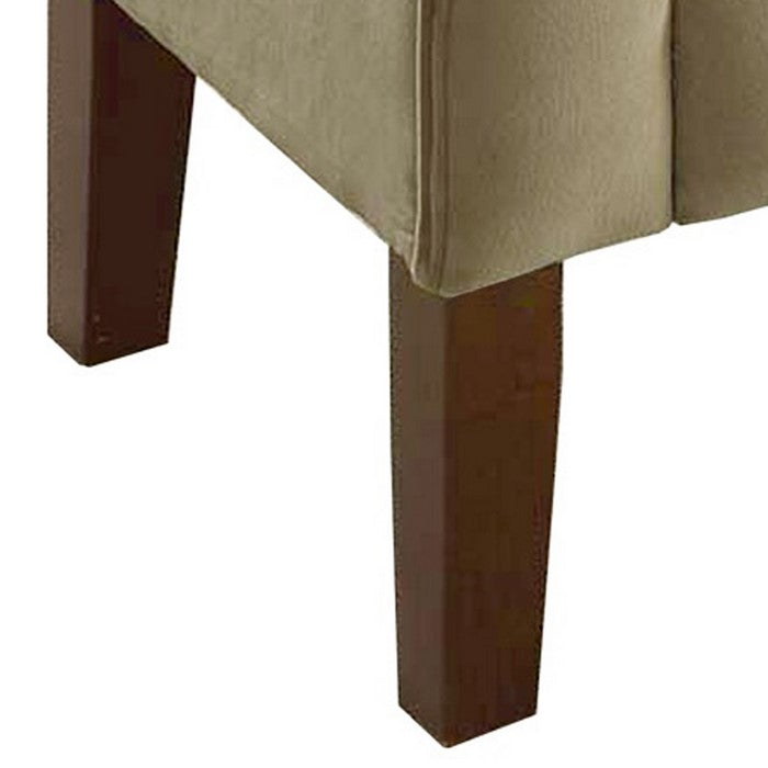 Velvet Upholstered Button Tufted Wooden Bench Settee With Hinged Storage, Beige and Brown