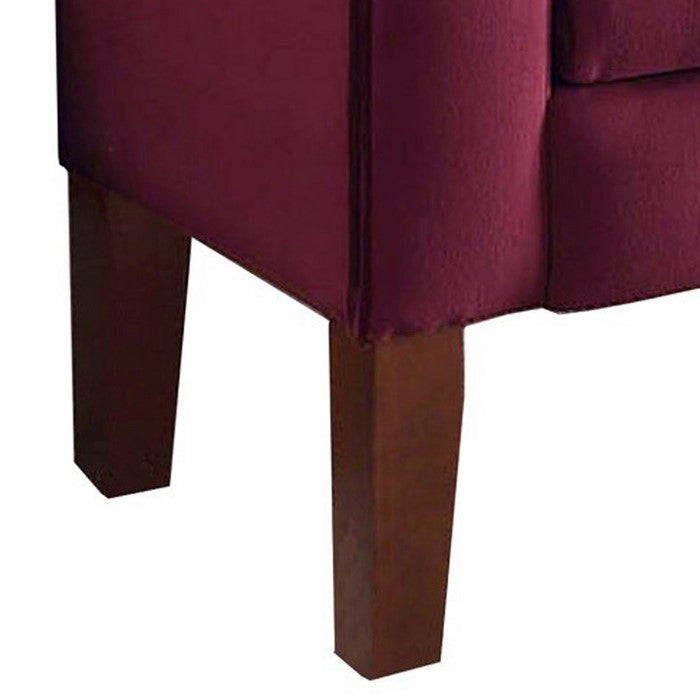 Velvet Upholstered Button Tufted Wooden Bench Settee With Hinged Storage, Pink and Brown