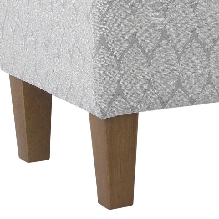 Geometric Patterned Fabric Upholstered Wooden Bench with Hinged Storage, Large, Gray and Brown