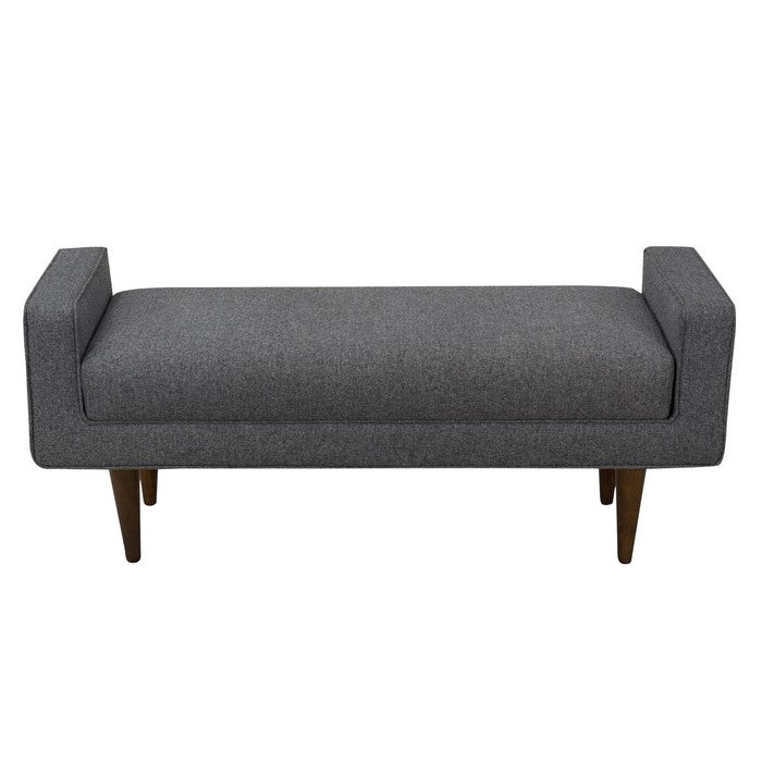 Textured Herringbone Bench With Flip-top Seat, Hinged Lid Storage And Sleek Wood Feet, Drak Gray