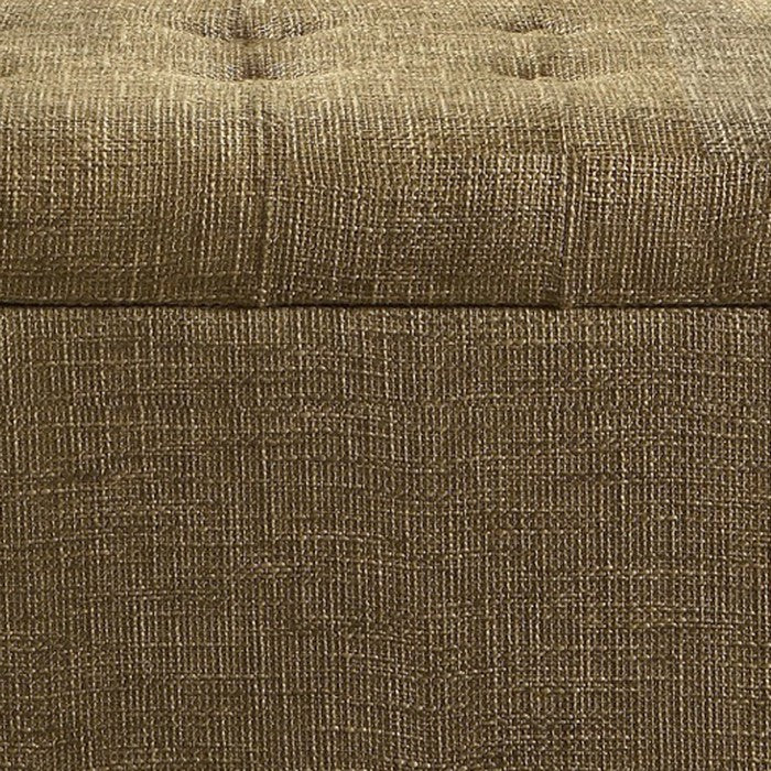Textured Fabric Upholstered Bench With Button Tufted Hinged Lid Storage, Large, Brown