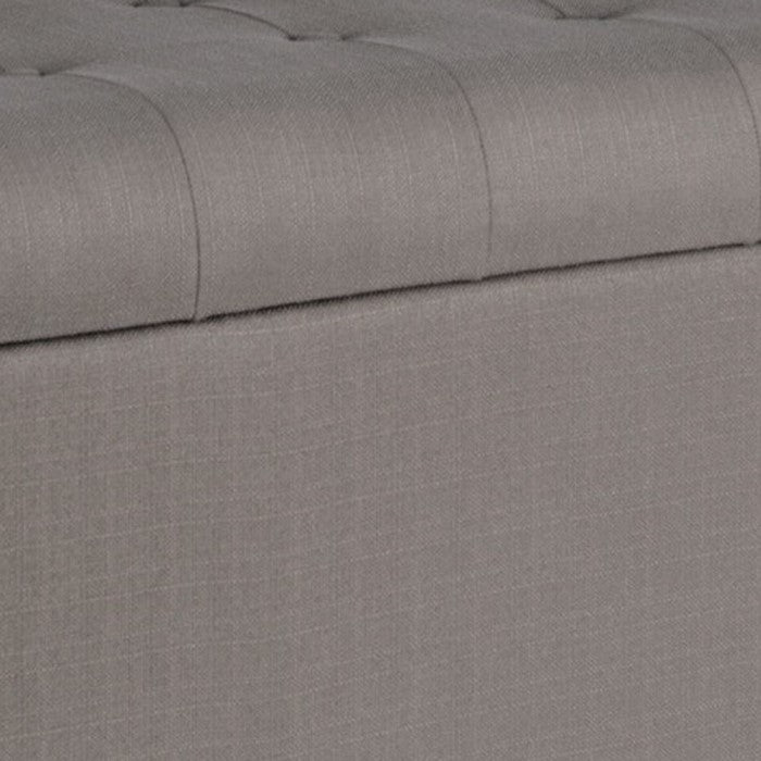 Fabric Upholstered Wooden Bench With Button Tufted Hinged Lid Storage, Large, Brown