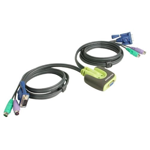 IOGEAR 2-Port MiniView Micro PS/2 KVM Switch with 2 Cables, GCS62