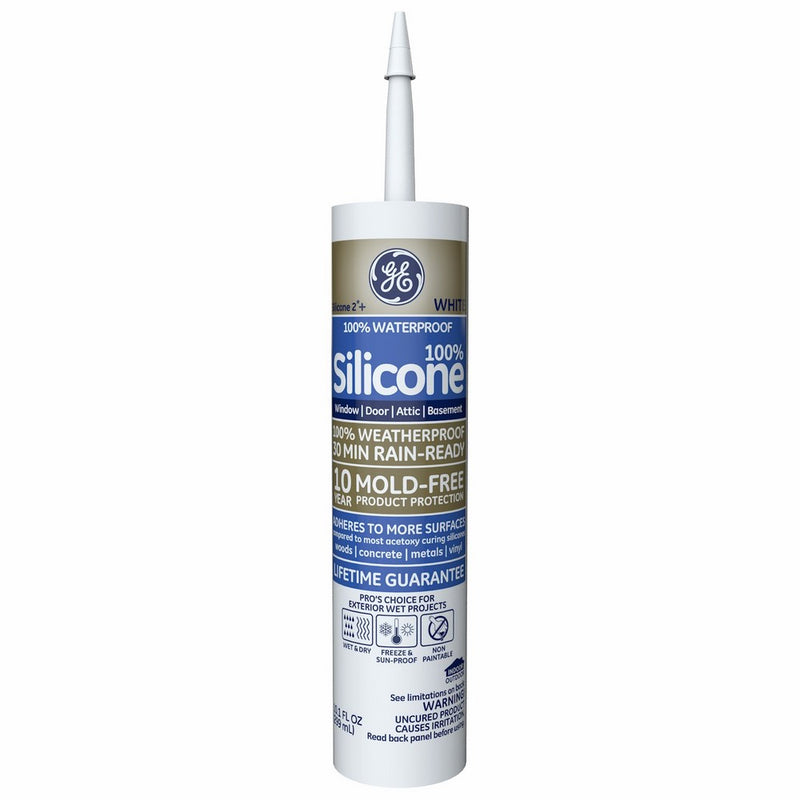 GE Silicone 2 Window & Door Caulk, 10.1 Oz. Tube, White, GE5010