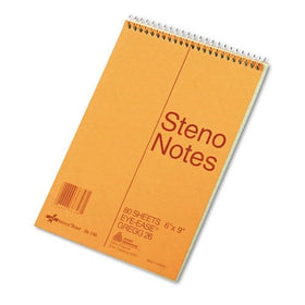 NATIONAL Brown Board Cover Steno Notebook, Gregg, Green Paper, 6" x 9" Inches, 80 Sheets (36746)