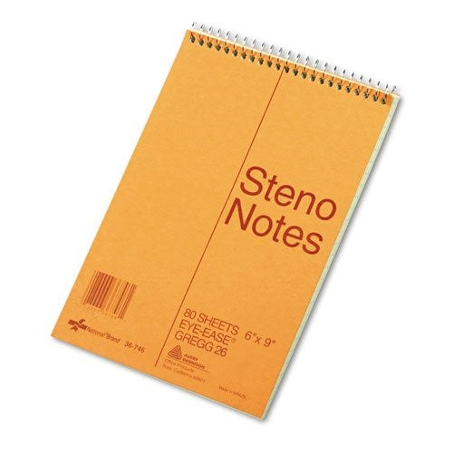 NATIONAL Brown Board Cover Steno Notebook, Gregg, Green Paper, 6" x 9" Inches, 80 Sheets (36746)