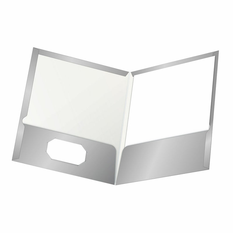 Oxford Showfolio Laminated Twin Pocket Folders, Letter Size, Gray, 25 per Box (51705)