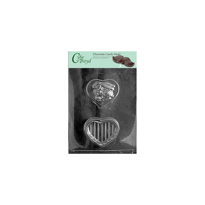 Cybrtrayd V129 Bunny on Heart Pour Box Valentine Chocolate Candy Mold