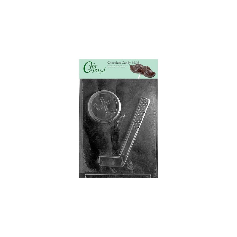 Cybrtrayd S064 Hockey Stick and Puck Chocolate Candy Mold with Exclusive Cybrtrayd Copyrighted Chocolate Molding Instructions