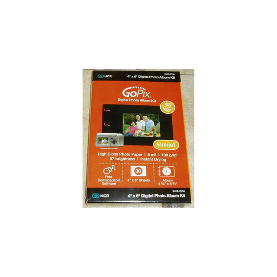 GoPix Digital Photo Album Kit 4" x 6" Album 30 High Gloss Photo Sheets Inkjet