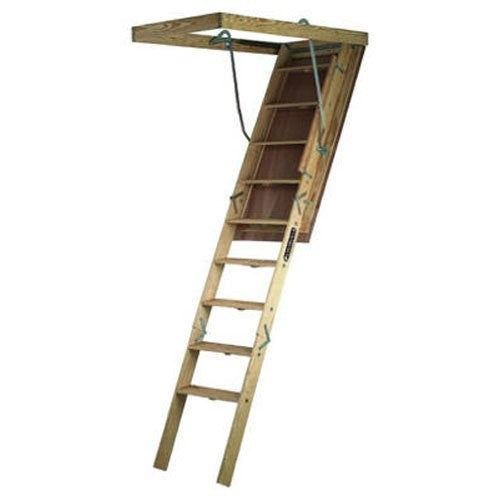 Louisville Ladder S305P Big Boy Wood Attic Ladder 30-Inch by 60-Inch 350-pound Capacity Up to 8-Foot-9-Inch Ceiling Height