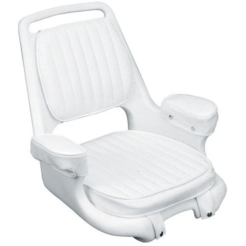 Moeller Heavy Duty Extra-Wide Offshore Boat Helm Seat, Cushion, and Mounting Plate Set (22" x 21" x 18.38", White)