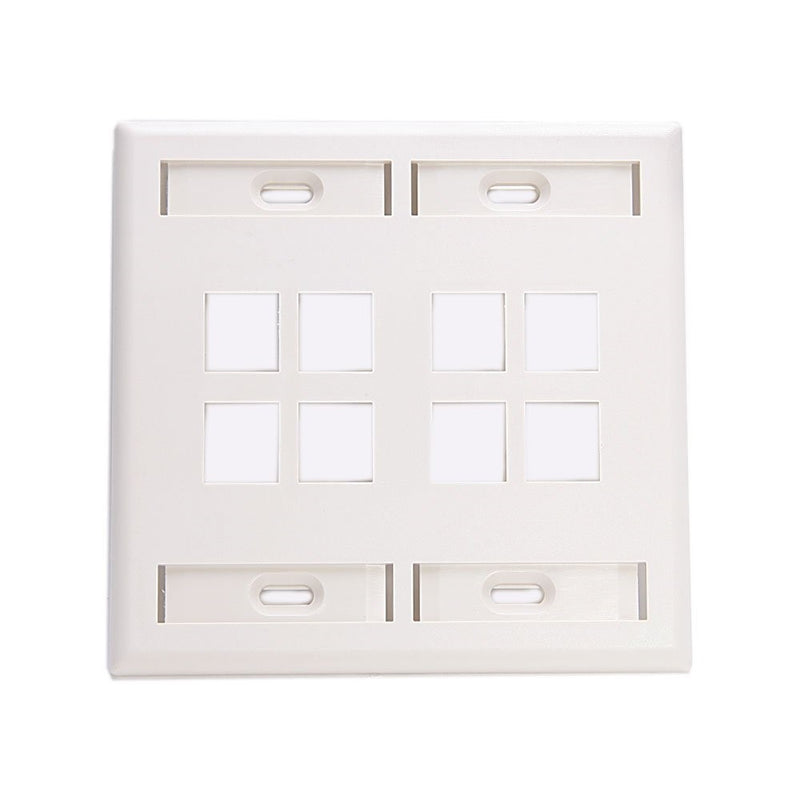 Leviton 42080-8WP 8-Port Dual Gang QuickPort Wallplate with ID Windows, White