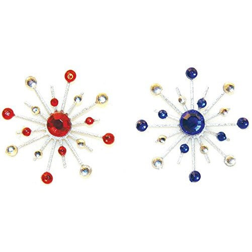 Karen Foster Design Sparkle Burst Brads Embellishments, 6 Red and Blue